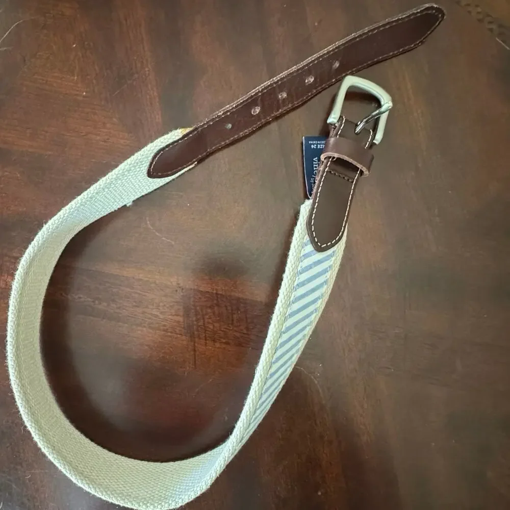 Vineyard Vines Boys' Classic Stripe Canvas Club Belt Blue White Size 24
